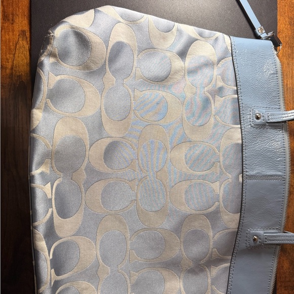 Coach Blue and Cream Tote Bag - Picture 3 of 4